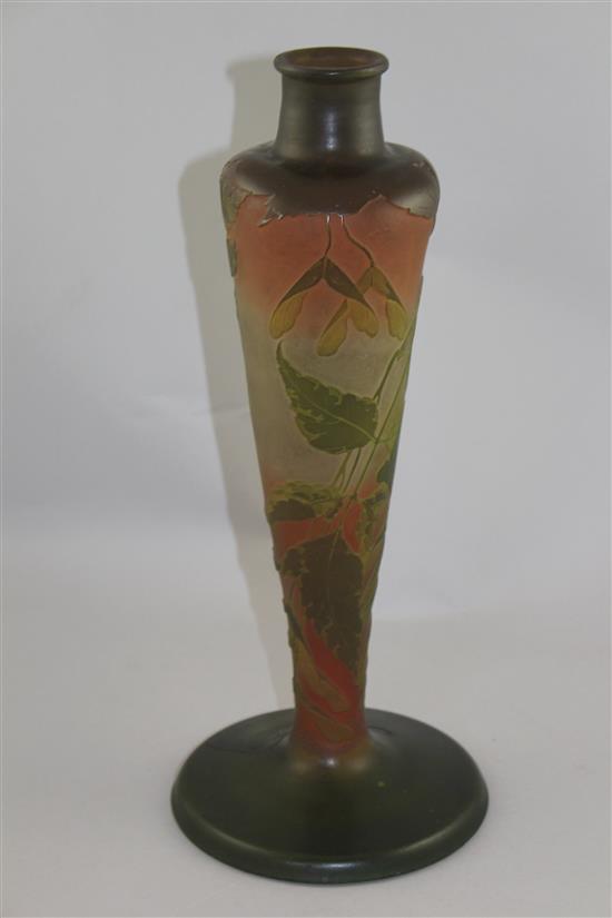 A Gallé cameo glass lamp base, c.1910, 37.5cm